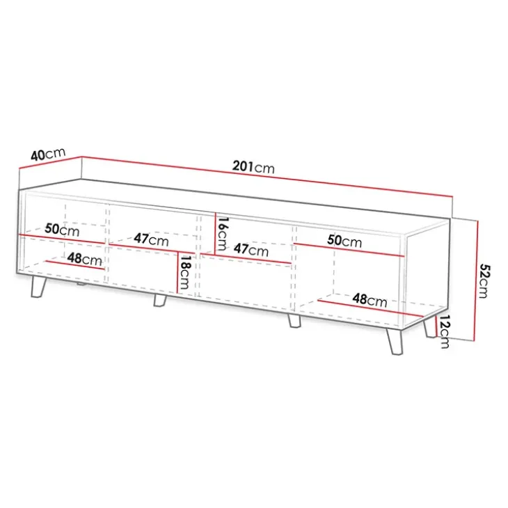 Mobile porta TV 201x52h cm 4 ante cannettato quercia Essence