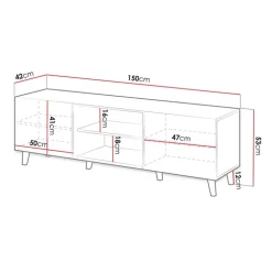 Mobile porta TV 150x52h cm 2 ante cannettato bianco Essence
