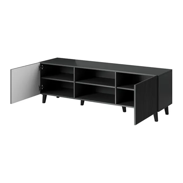 Mobile porta TV 150x52h cm 2 ante cannettato antracite Essence