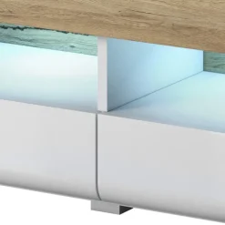 Mobile porta TV 208x48h cm 2 ante 4 cassetti bianco lucido rovere Tahiti