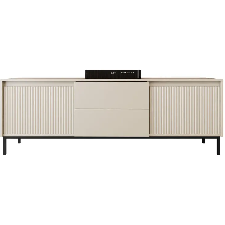 Mobile porta tv 174x60h cm 2 ante 2 cassetti cannettato beige Strike