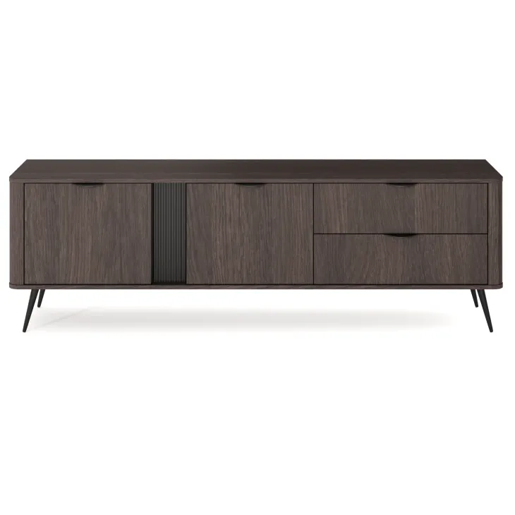 Mobile porta TV 195x61h cm 2 ante 2 cassetti soggiorno wengè nero Vesper