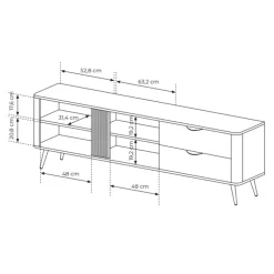 Mobile porta TV 195x61h cm 2 ante 2 cassetti soggiorno wengè nero Vesper