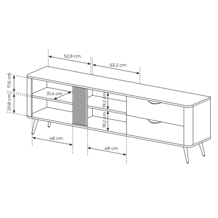 Mobile porta TV 195x61h cm 2 ante 2 cassetti soggiorno wengè nero Vesper