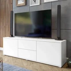 Mobile porta TV 141x50h cm 2 ante 2 cassetti bianco Eindhoven