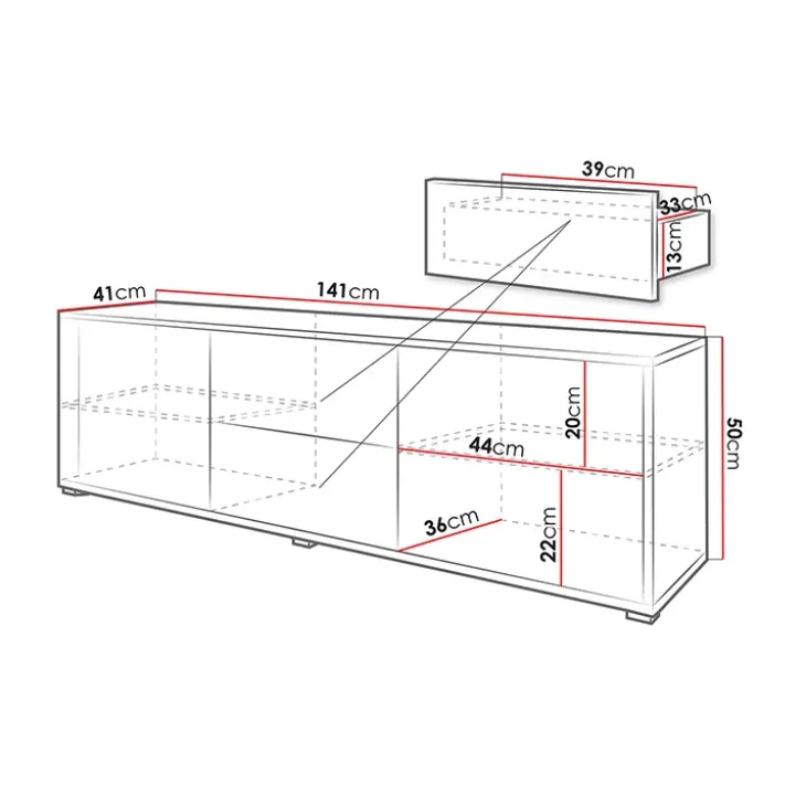 Mobile porta TV 141x50h cm 2 ante 2 cassetti bianco Eindhoven