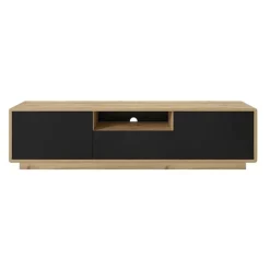 Mobile porta tv 180x45h cm 2 ante 1 cassetto nero opaco rovere Esmond