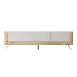Mobile porta TV 200x52h cm 2 ante 1 cassetto rovere tortora lucido Jumbo