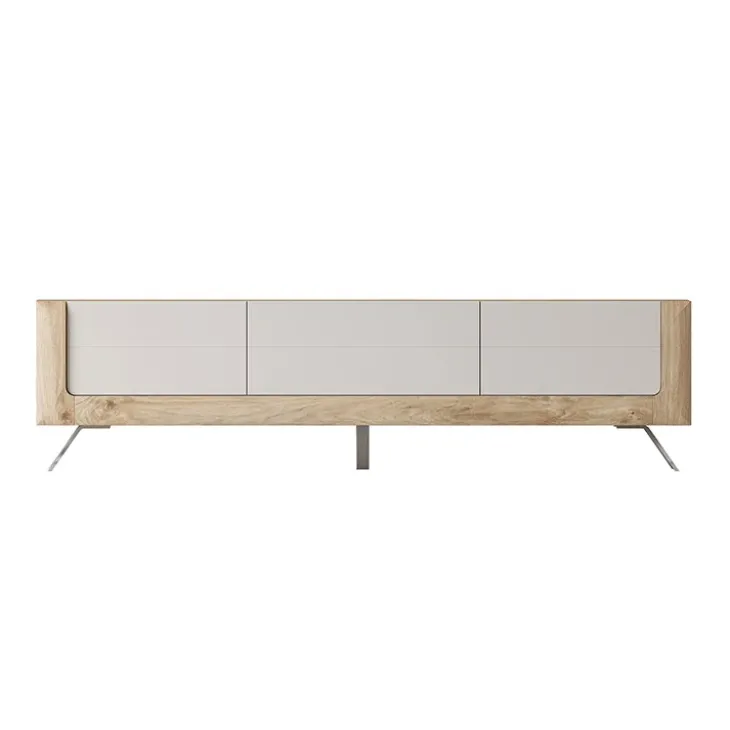 Mobile porta TV 200x52h cm 2 ante 1 cassetto rovere tortora lucido Jumbo