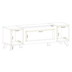 Mobile porta TV 160x52h cm 2 ante con biocamino noce con stampa nera Mendes