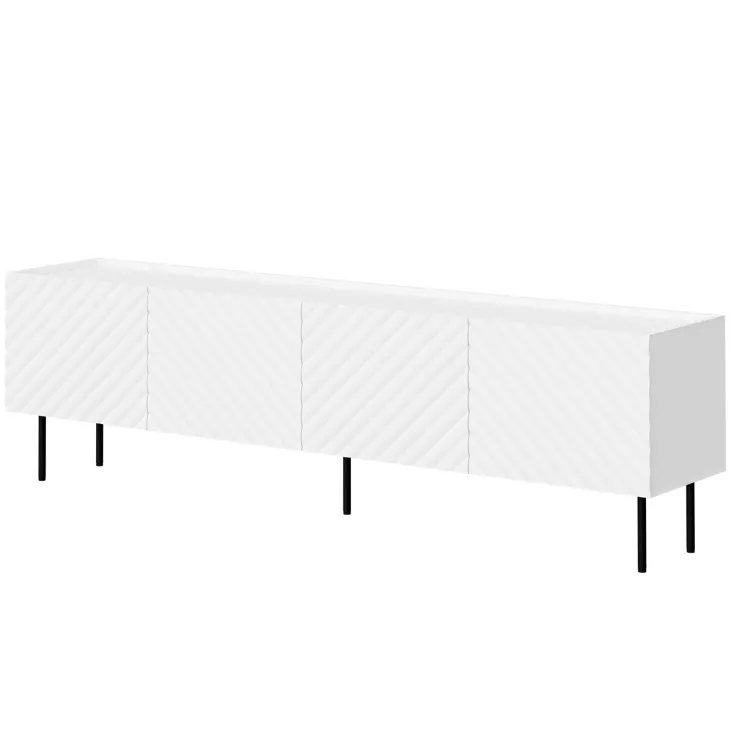 Mobile porta TV 200x59h cm 4 ante con frontali decorati bianco Daniele
