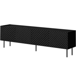 Mobile porta TV 200x59h cm 4 ante con frontali decorati nero Daniele