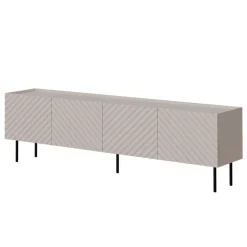 Mobile porta TV 200x59h cm 4 ante con frontali decorati beige Daniele