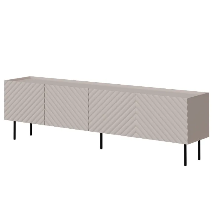 Mobile porta TV 200x59h cm 4 ante con frontali decorati beige Daniele