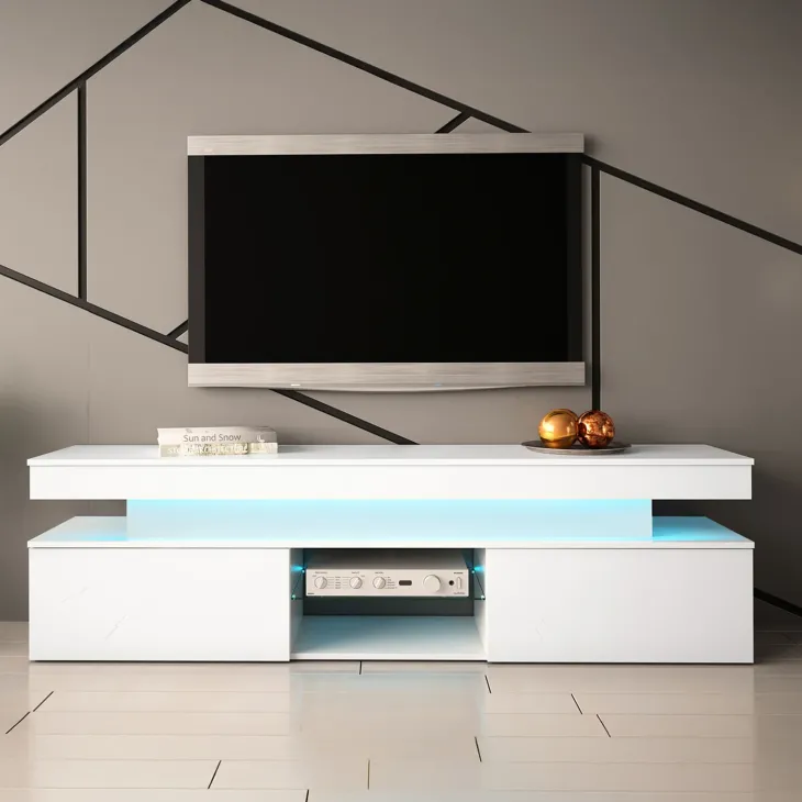 Mobile porta TV 190x54h cm 2 ante con LED bianco Lumus