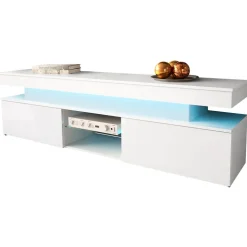 Mobile porta TV 190x54h cm 2 ante con LED bianco Lumus