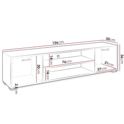 Mobile porta TV 156x36h cm 2 ante design moderno bianco Pastello