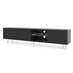 Mobile porta TV 175x45h cm 3 ante e vani a giorno nero Celestia
