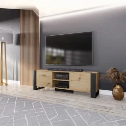 Mobile porta TV 160x51h cm 2 ante industrial rovere nero Elbrus