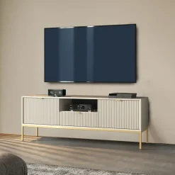 Mobile porta TV 154x56h cm 2 ante moderno soggiorno beige Alisa