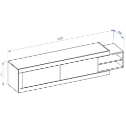 Mobile porta TV 200/242x 44h cm 2 ante moderno estraibile bianco lucido rovere Aria