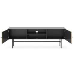Mobile porta TV 155x52h cm 2 ante nero rovere cannettato Eterna