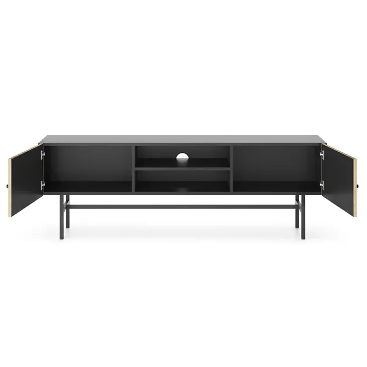 Mobile porta TV 155x52h cm 2 ante nero rovere cannettato Eterna