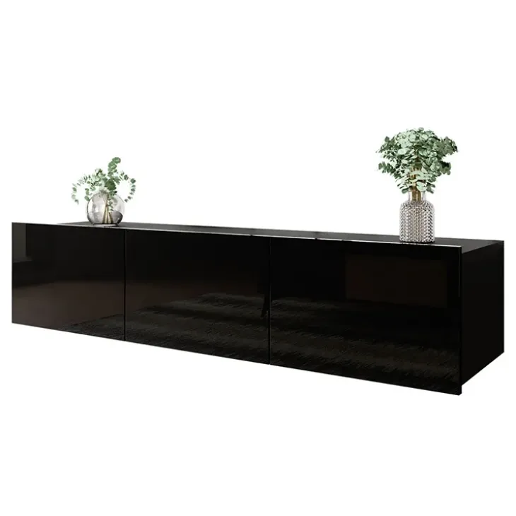 Mobile porta TV 150x37h cm 2 ante nero lucido Mons