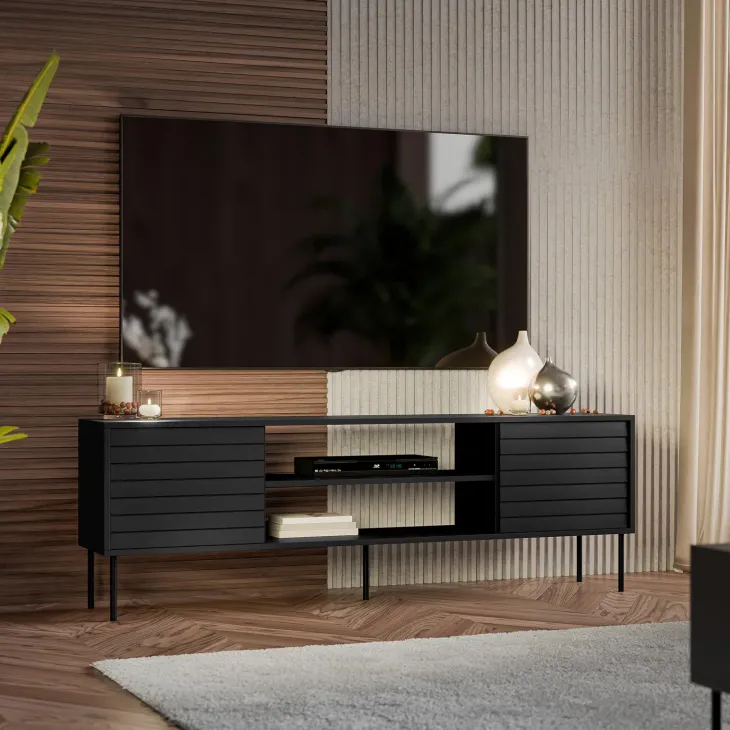 Mobile porta TV 180x60h cm 2 ante nero Wild