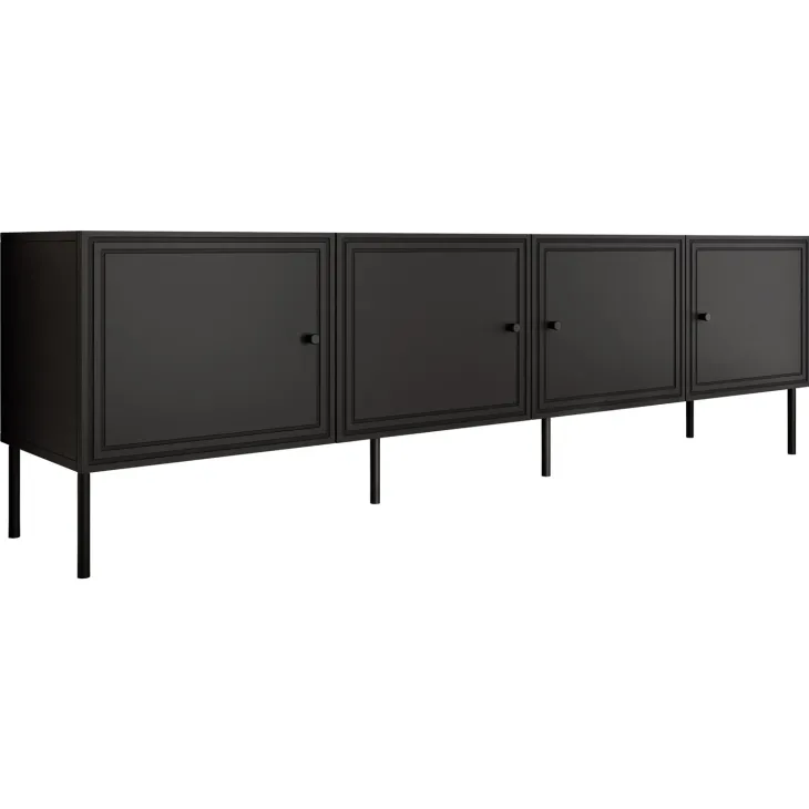 Mobile porta TV 201x60h cm 4 ante nero opaco Stark