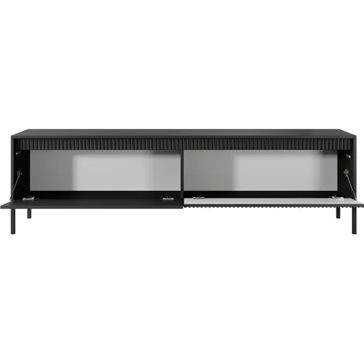 Mobile porta TV 187x54h cm 2 ante nero opaco cannettato Ciar