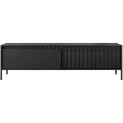 Mobile porta TV 187x54h cm 2 ante nero opaco cannettato Ciar