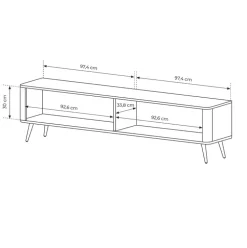 Mobile porta TV 200x51h cm 2 ante nero opaco cannettato Ramis