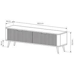 Mobile porta TV 163x51h cm 2 ante nero opaco cannettato Ramis