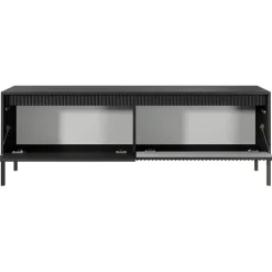Mobile porta TV 154x54h cm 2 ante nero opaco cannettato Ciar