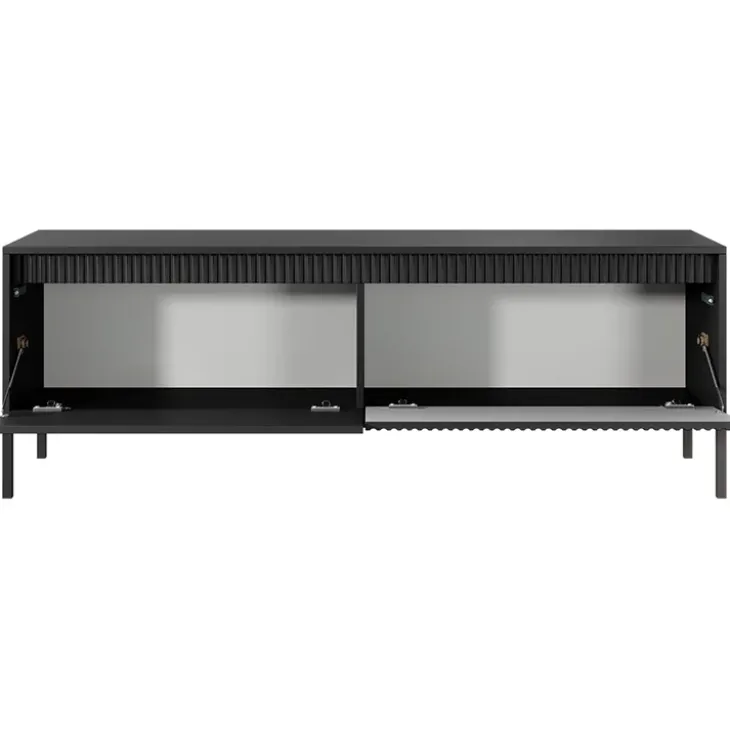 Mobile porta TV 154x54h cm 2 ante nero opaco cannettato Ciar