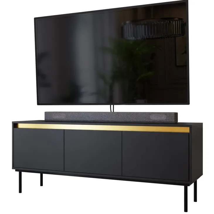 Mobile porta TV 150x60h cm 3 ante nero oro Praga