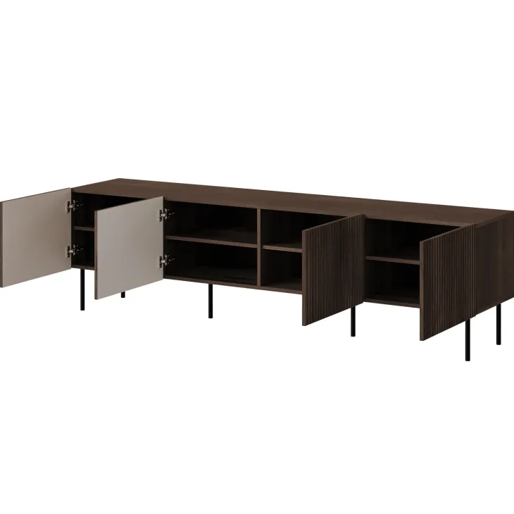 Mobile porta TV 201x58h cm 4 ante noce cannettato Gabiot