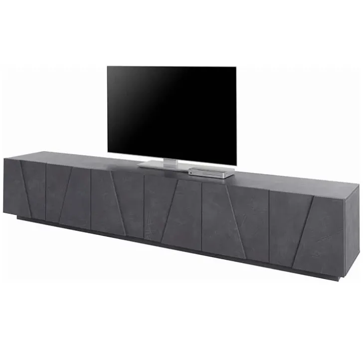 Mobile porta TV 244x46h cm 6 ante ossido Zenzero Gihome®