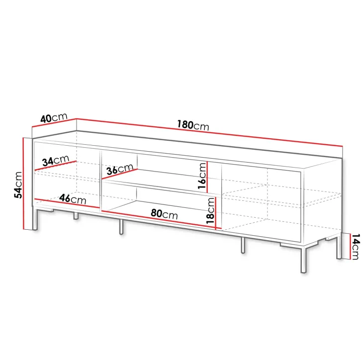 Mobile porta TV 180x54h cm 2 ante rovere nero Duble