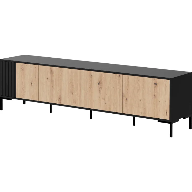Mobile porta TV 200x54h cm 4 ante rovere nero Duble