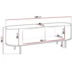 Mobile porta tv 139x45h cm 2 ante rovere effetto marmo bianco Roundi