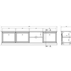Mobile porta tv 206x51h cm 3 ante shabby bianco Purro
