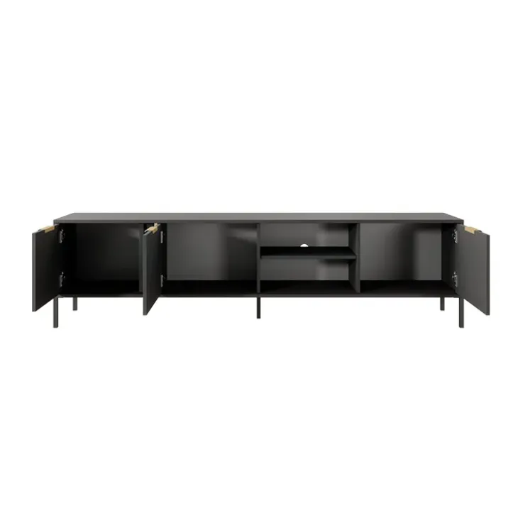 Mobile porta TV 203x53h cm 3 ante 2 vani moderno antracite Nebula