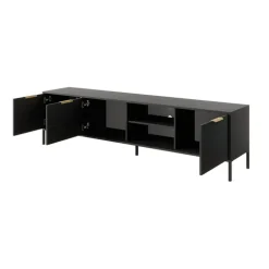Mobile porta TV 203x53h cm 3 ante 2 vani moderno antracite Nebula