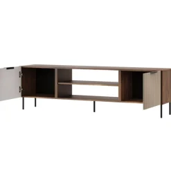Mobile porta TV 181x53h cm 2 ante 2 vani a giorno beige cashmere noce Serenia