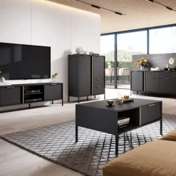 Mobile porta TV 153x53h cm 2 ante 2 vani moderno antracite Nebula