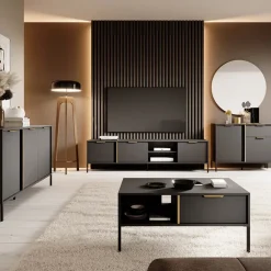 Mobile porta TV 153x53h cm 2 ante 2 vani moderno antracite Nebula