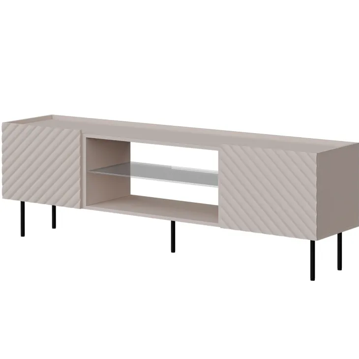 Mobile porta TV 181x59h cm 2 ante 2 vani con frontali decorati beige Daniele