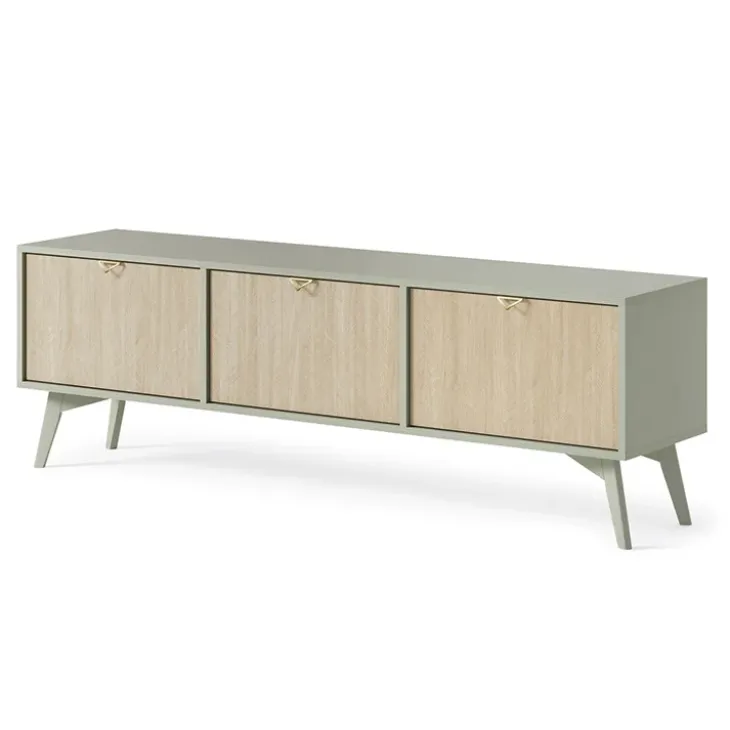 Mobile porta TV 158x52h cm 3 ante verde salvia rovere Myrta